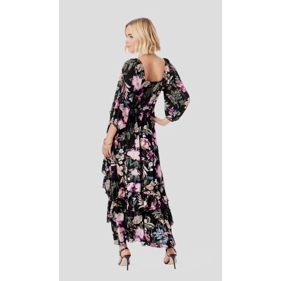 Jessica Simpson Damia Floral Balloon Sleeve Ruffle Tiered Maxi Dress Small NWT - Picture 3 of 16